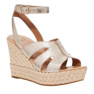 UGG Women's Careena Pale Metalic Wedge Sandals Size 10
